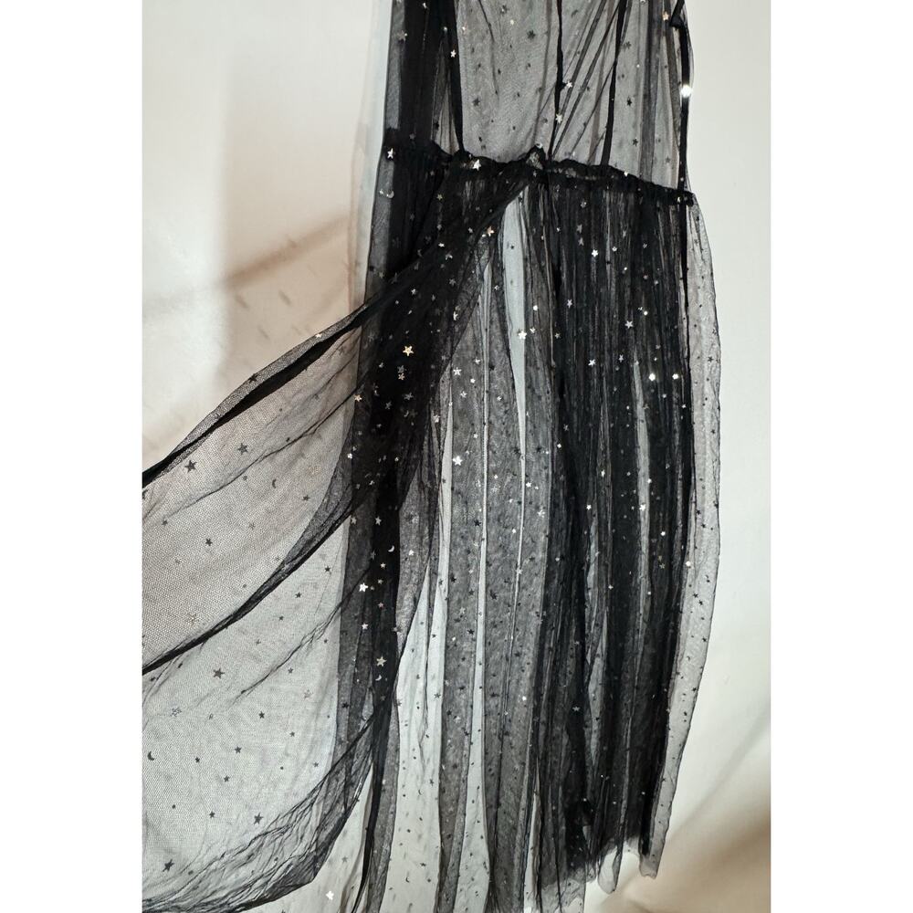 Witchy Sheer Dress Women S M Black Star Moon Mesh Fairy Grunge Whimsy Goth Pinup - Picture 5 of 11